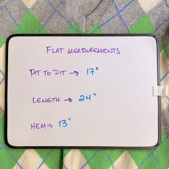 GAP Grey White Green Argyle Lambswool Knit V Neck Sweater S - Picture 9 of 11